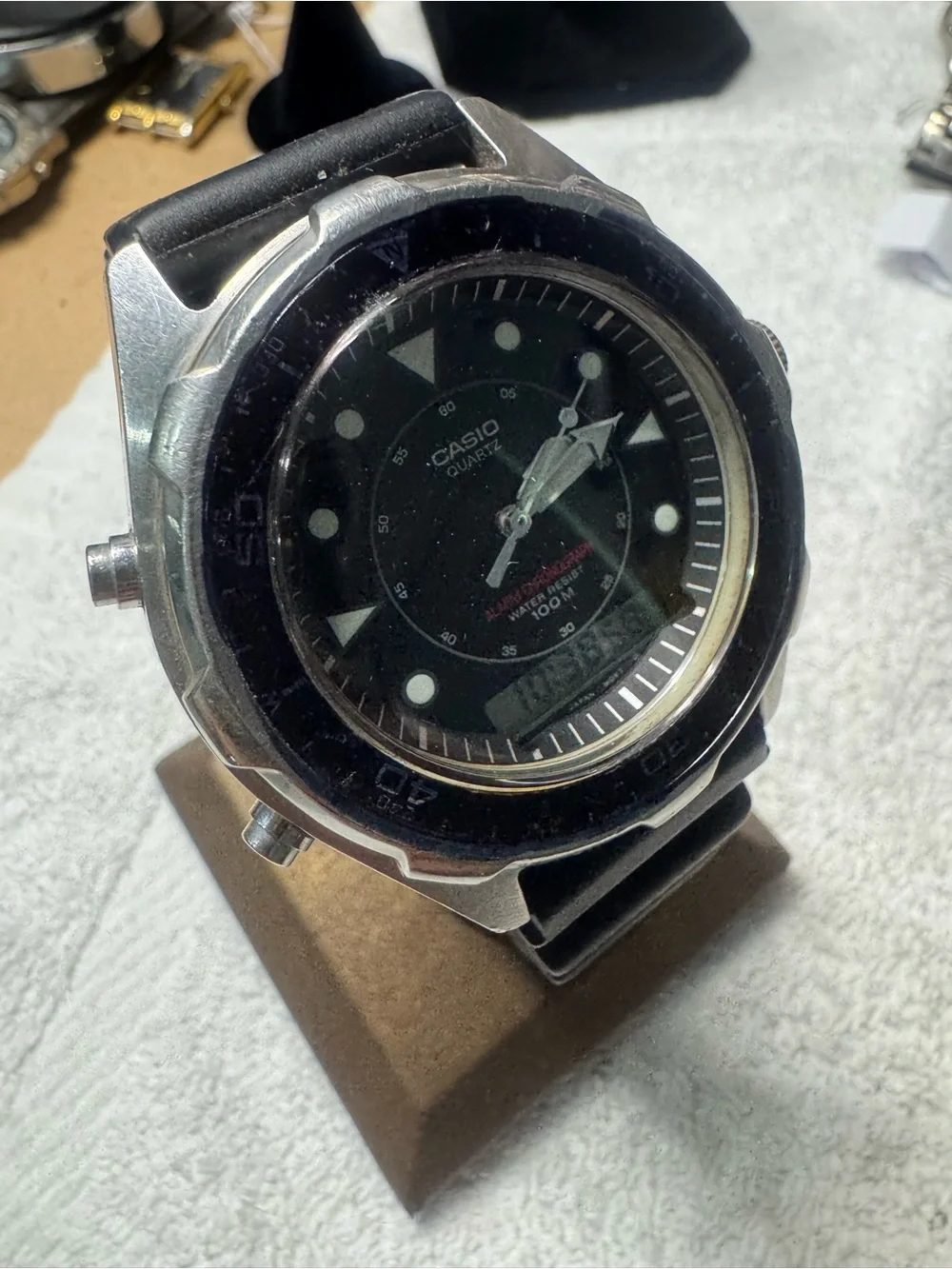 Casio Black Dial Silver Tone Sport Watch